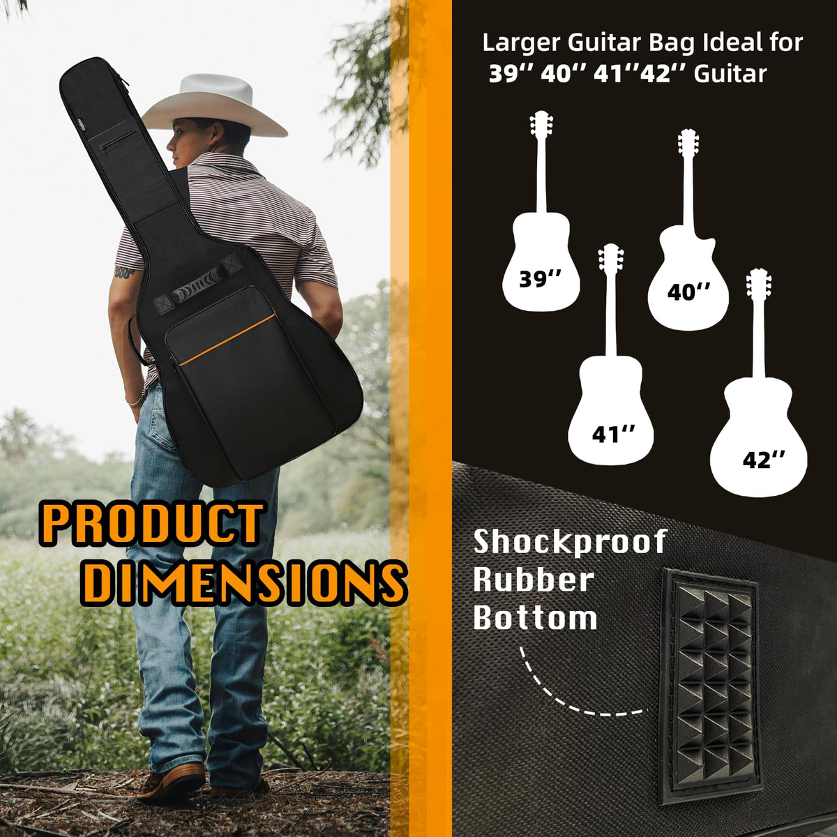 0.5-inch Extra Thick Padding Waterproof Oxford Acoustic Guitar Bag F256