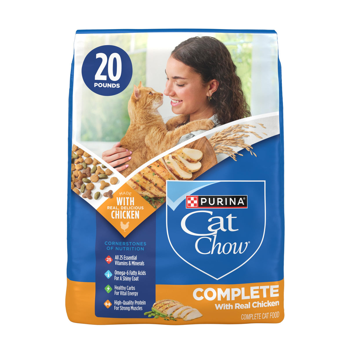 High Protein Dry Cat Food with Real Chicken 20 Pounds H8391