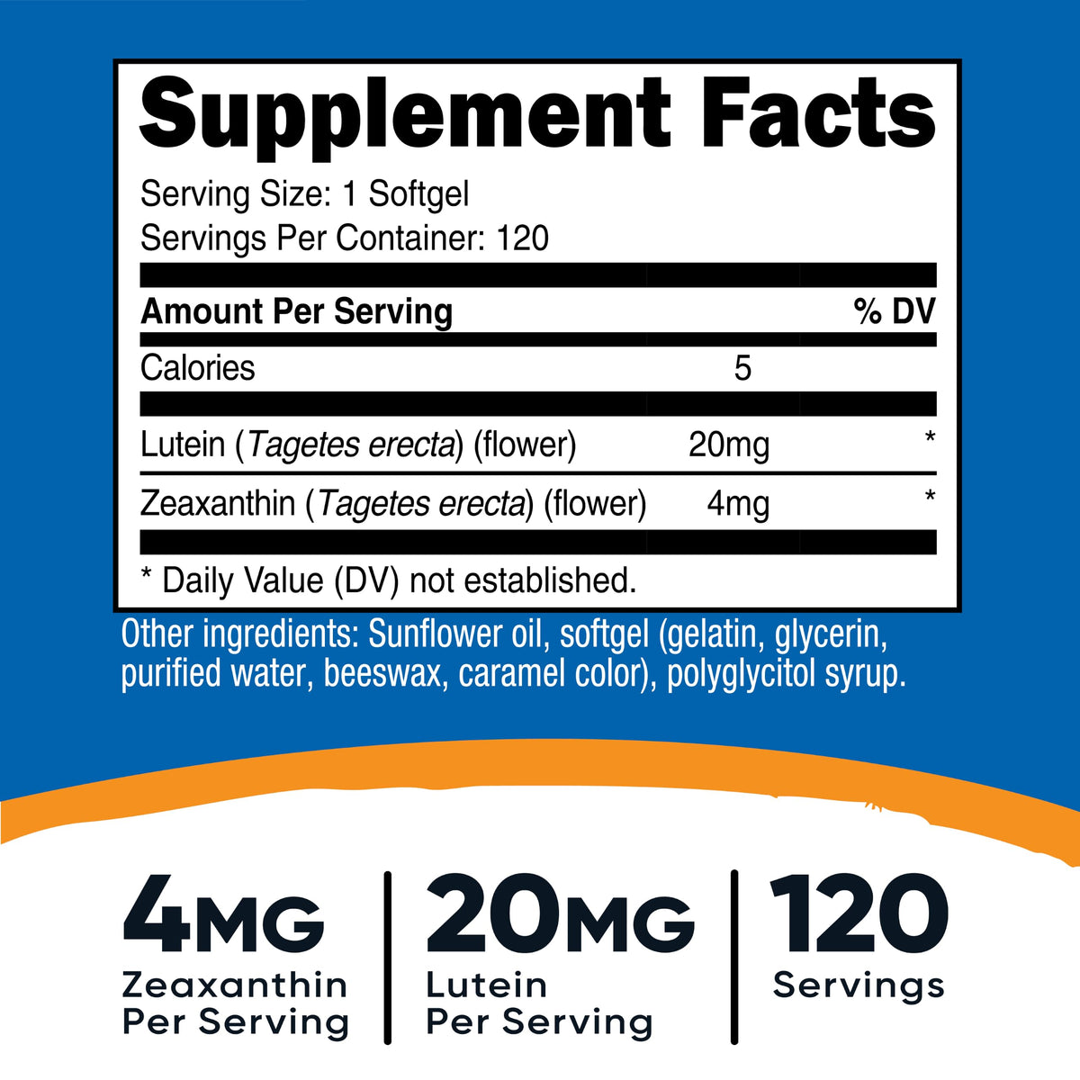Zeaxanthin with Lutein 20mg 120 Softgels J711562