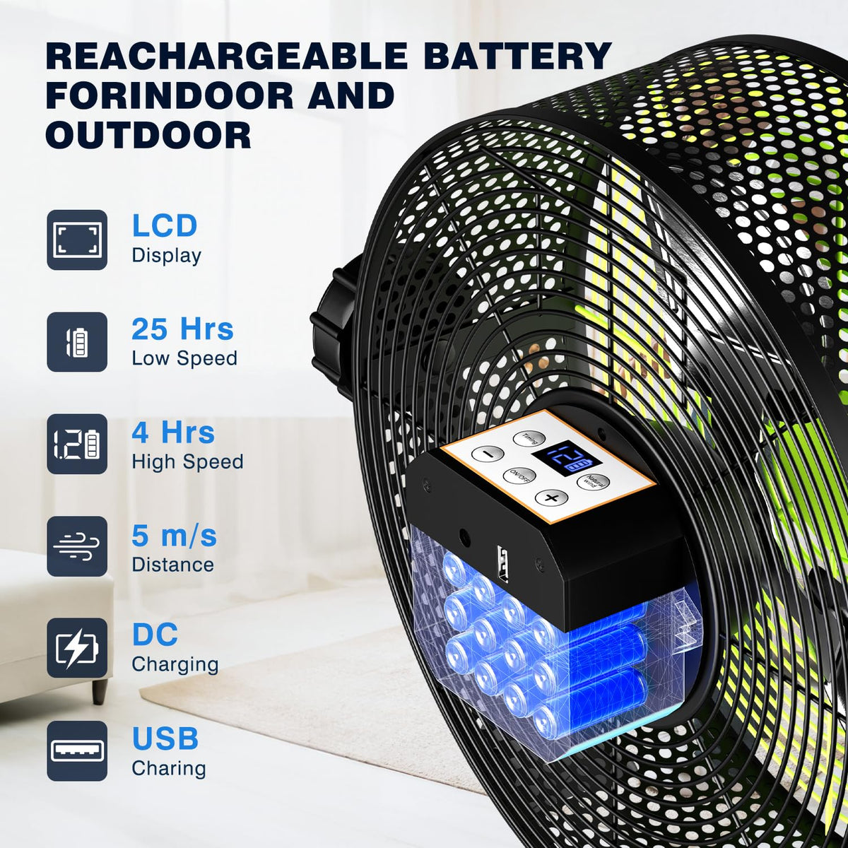 10 Inch Portable Rechargeable Floor Fan Z28933