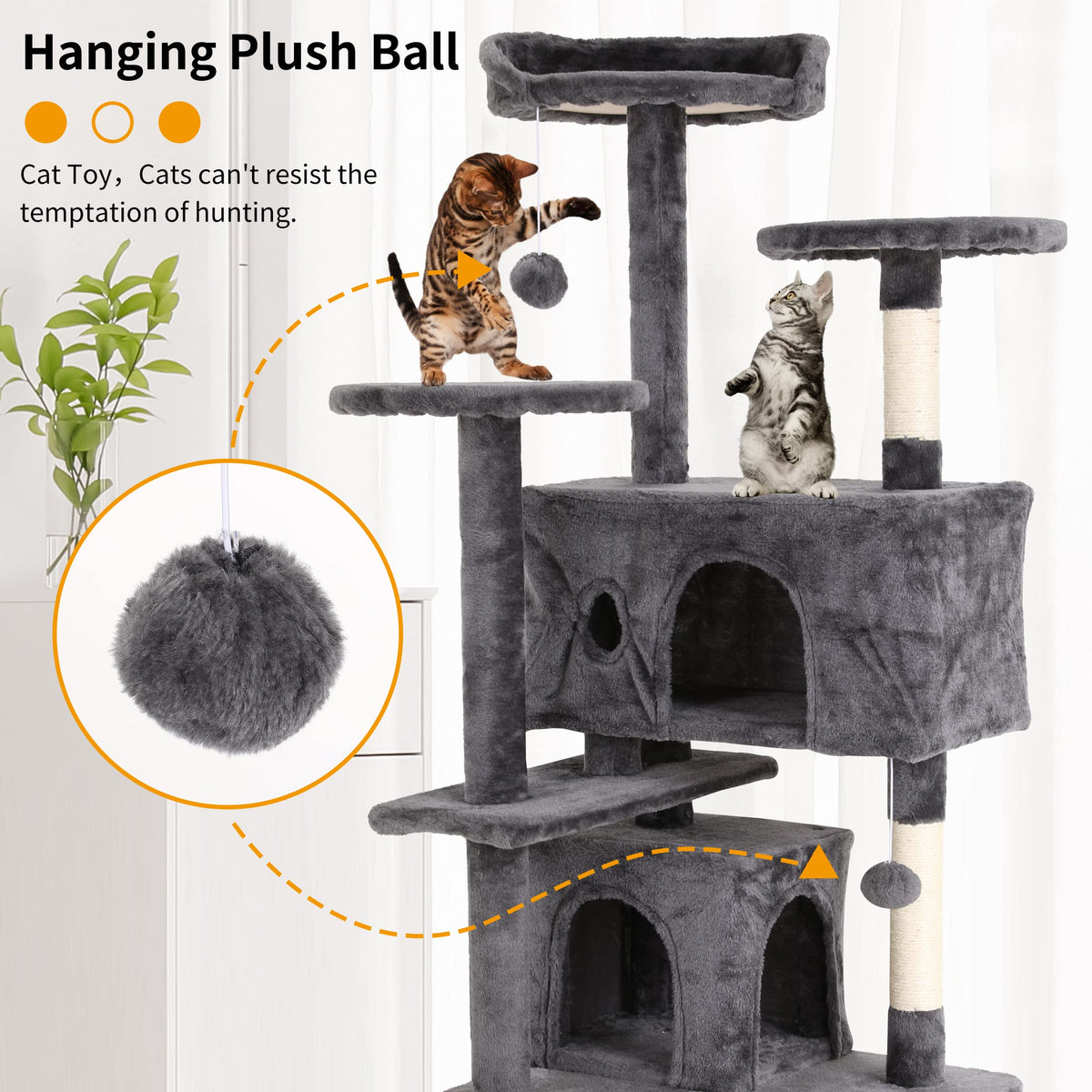 70 Inches Navy Blue Cat Tree M939516
