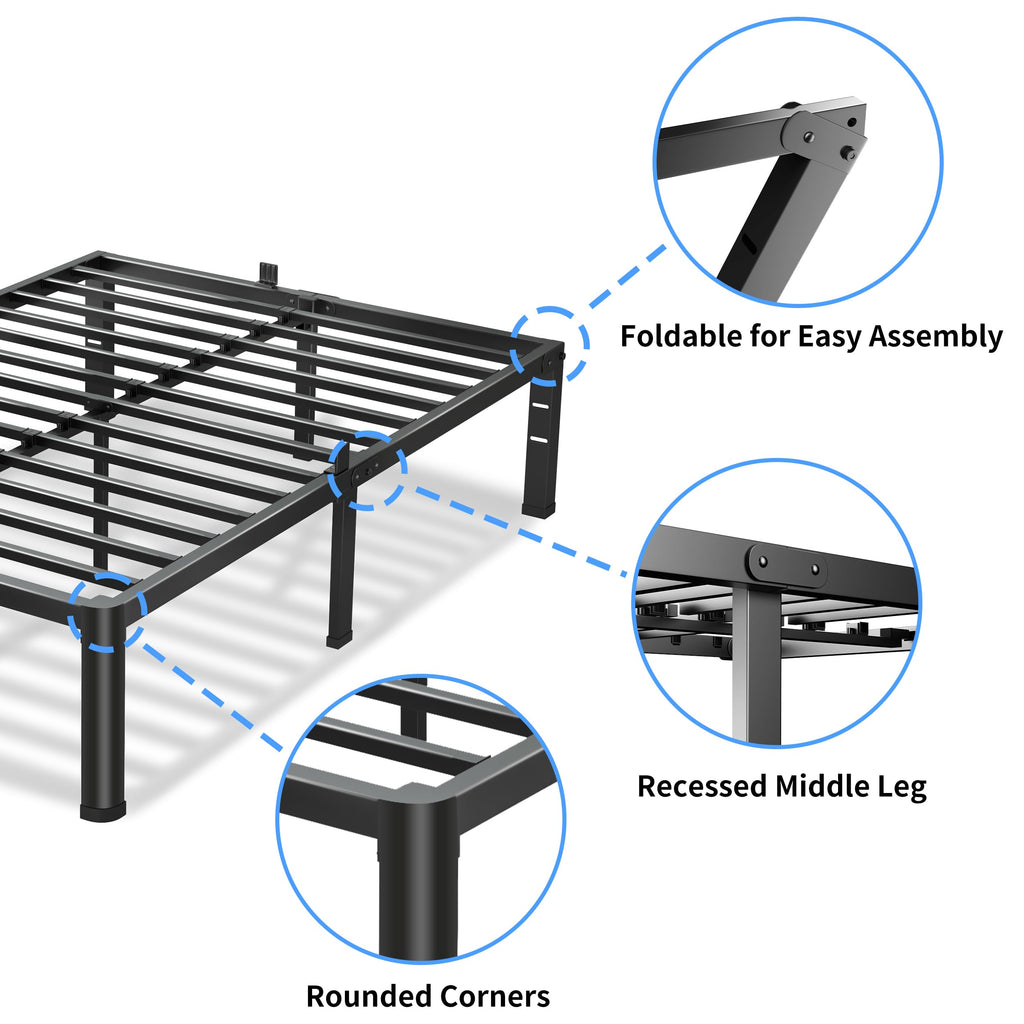 18 Inch Queen Bed Frame with Round Corners S230