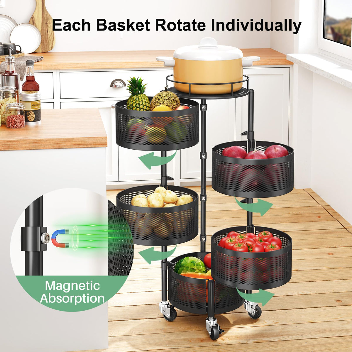 5 Tier Rotating Fruit Vegetable Basket Stand N456633