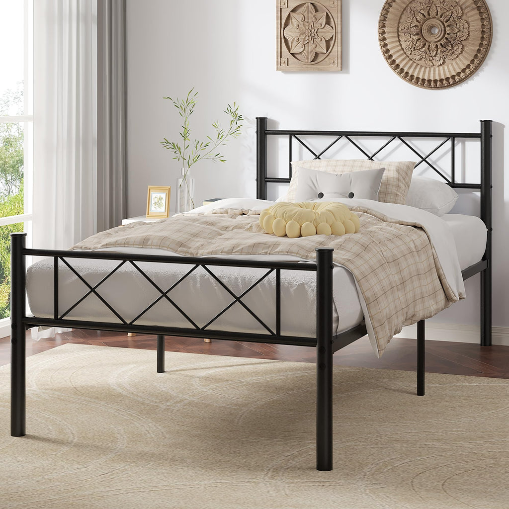 Twin Size Metal Bed Frame with Headboard Q795553