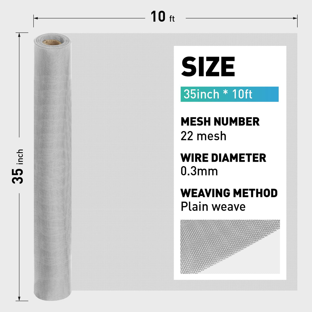 304 Stainless Steel Mesh Window Screen Roll K303727