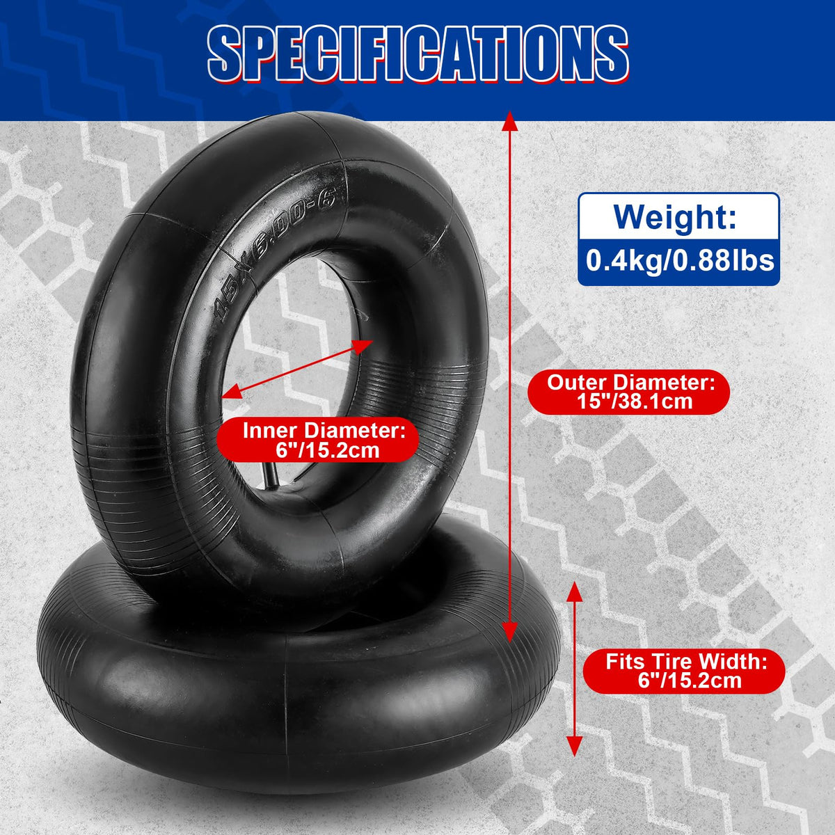 2 Pack 15 x 6.00-6 Inner Tubes M5225