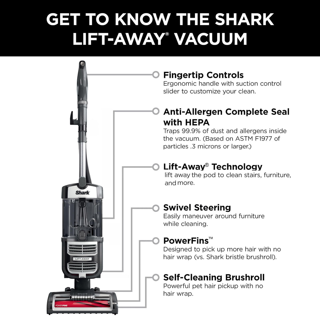 Upright Vacuum with HEPA Filter, LED Headlights, Swivel Steering, Gray Y86511