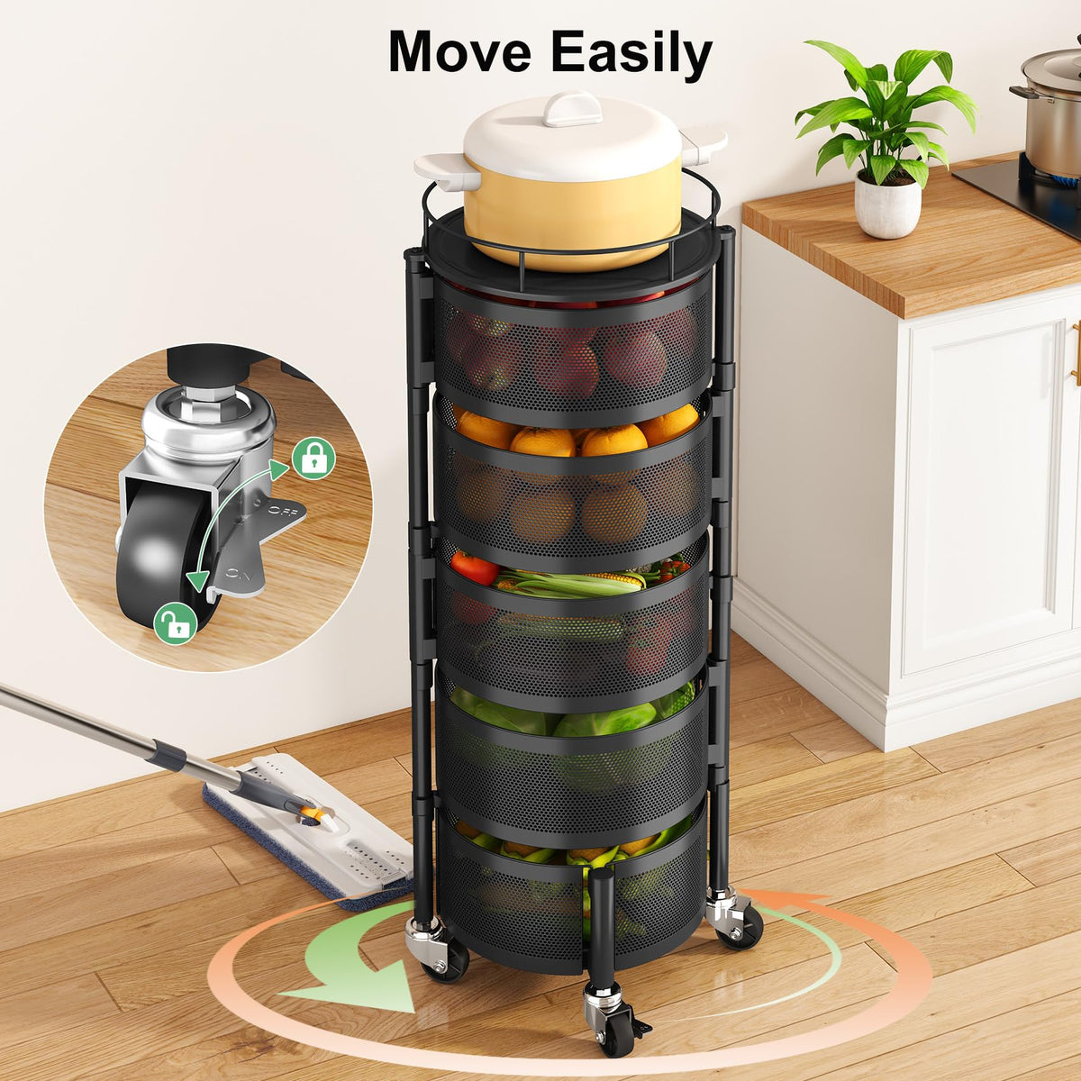 5 Tier Rotating Fruit Vegetable Basket Stand N456633
