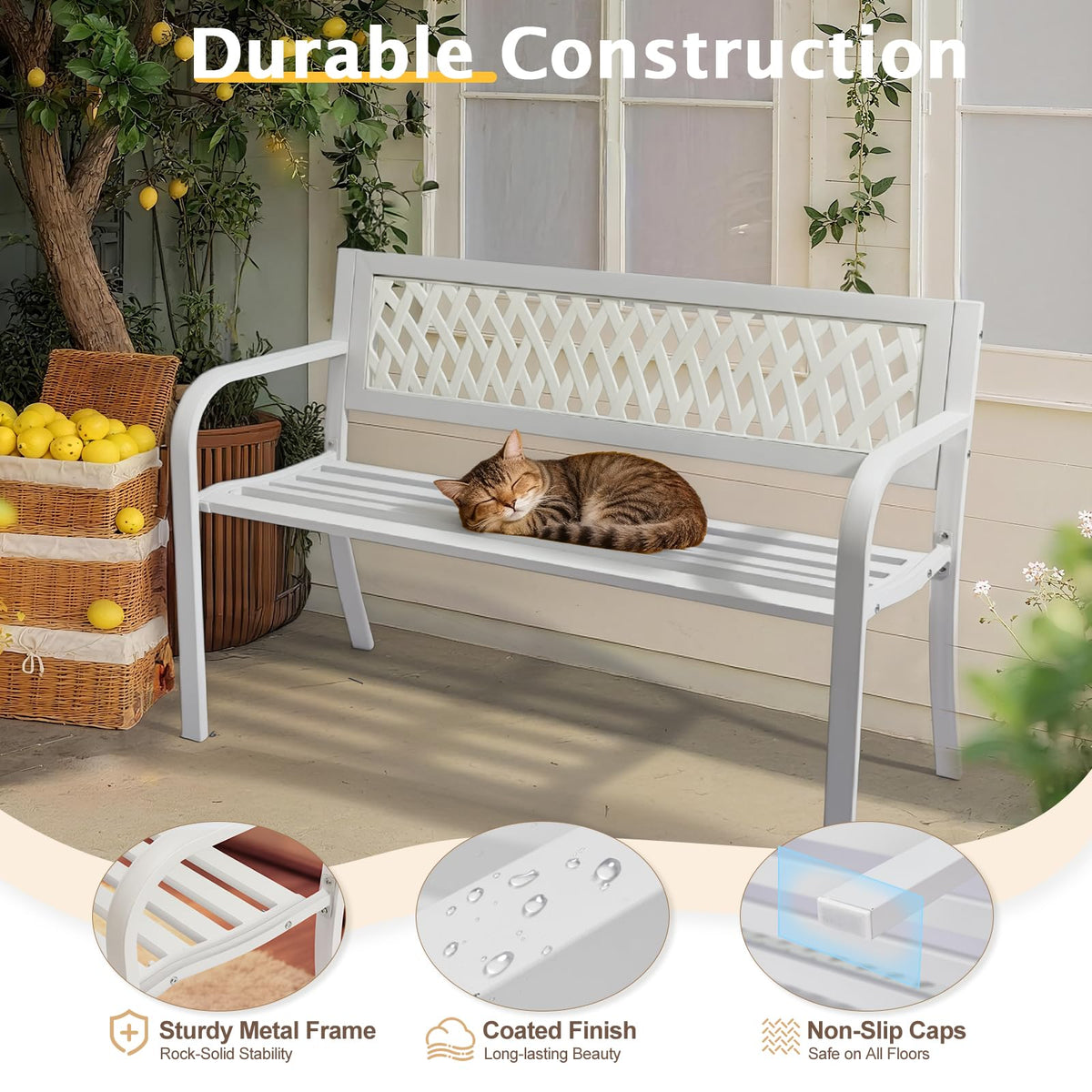 White 2-Person Outdoor Bench Q925350