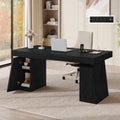 55.9" Black Wood Executive Desk with Storage K788385