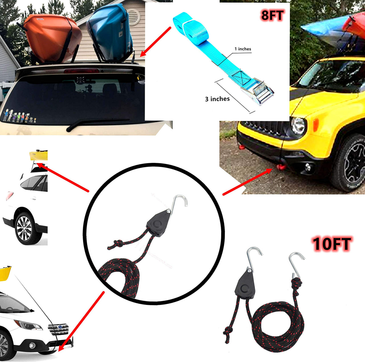 Heavy Duty Kayak Rack with Ratchet Tie B581