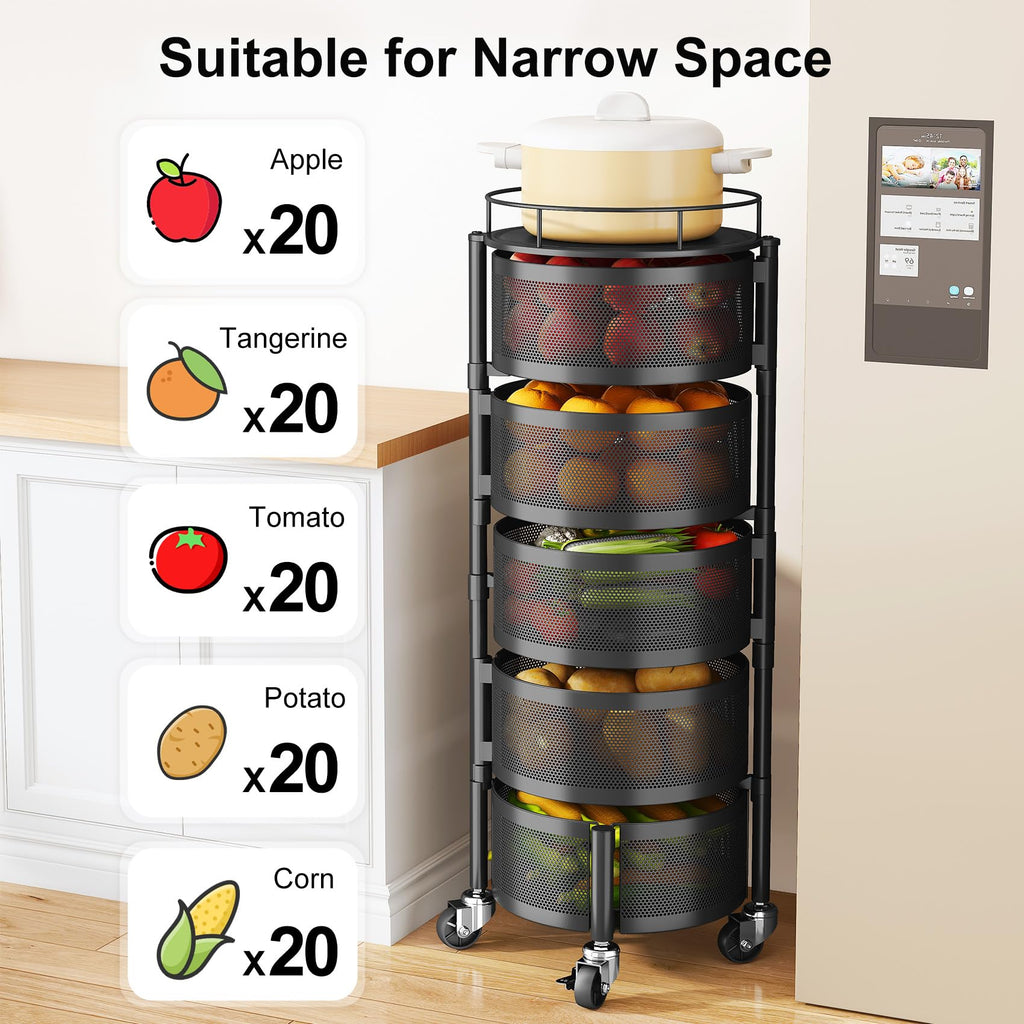 5 Tier Rotating Fruit Vegetable Basket Stand N456633
