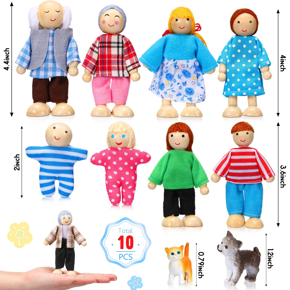 Wooden Dollhouse Family Set Mini People N929