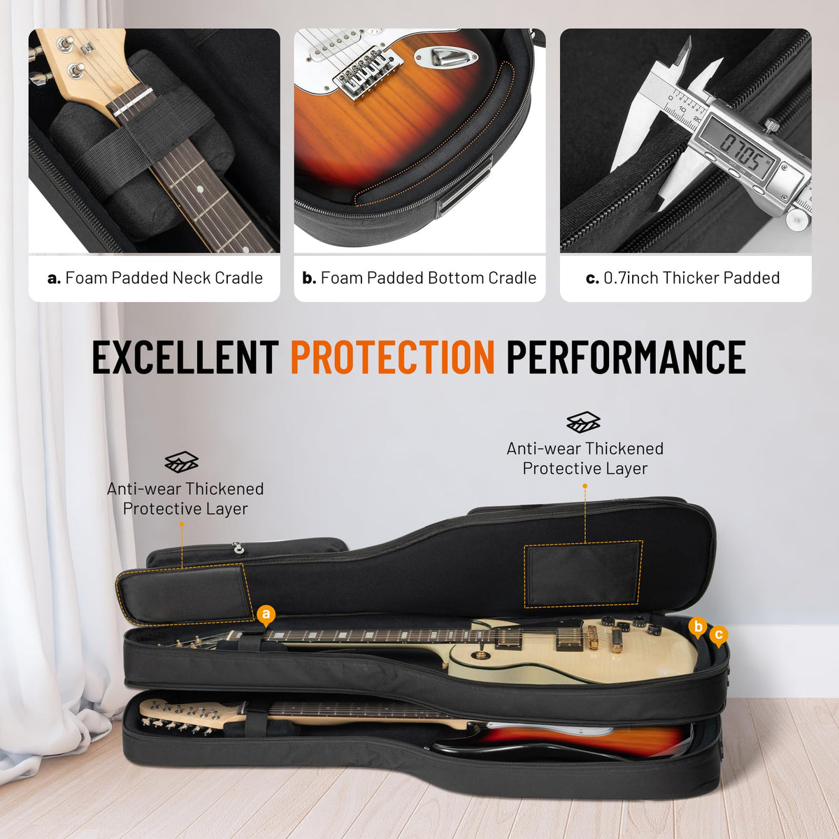 Padded Soft Electric Guitar Gig Bag Black S57985