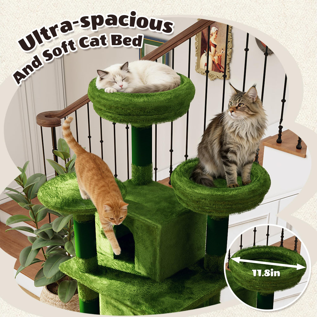 70.87'' Cat Tree Tower with Scratching Post and Hanging Hammock W3674