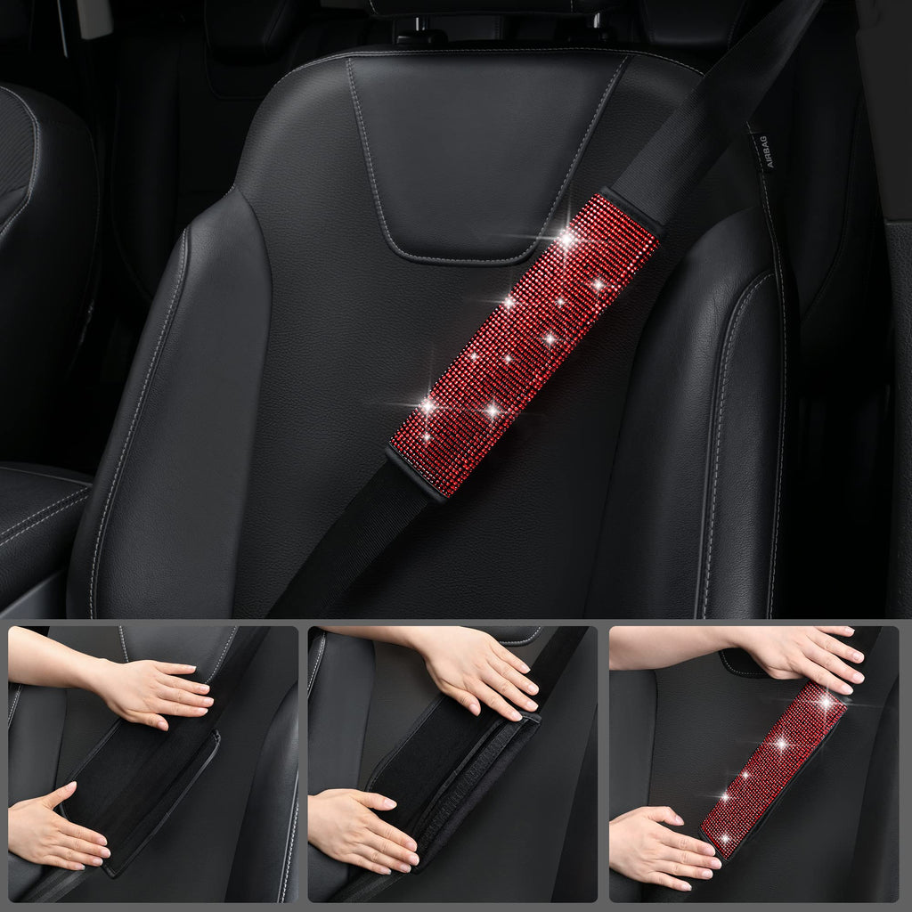 23 Pcs Bling Diamond Car Accessories Set Red P487555
