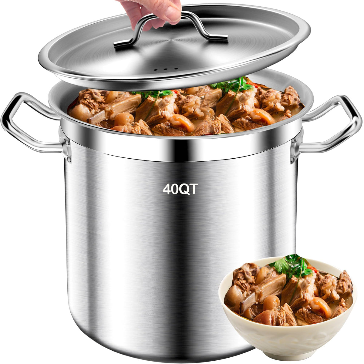 40QT Stainless Steel Stockpot with Lid I102