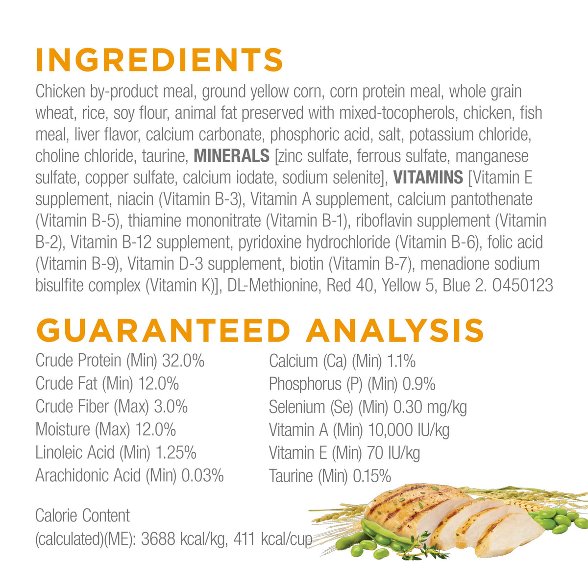High Protein Dry Cat Food with Real Chicken 20 Pounds H8391