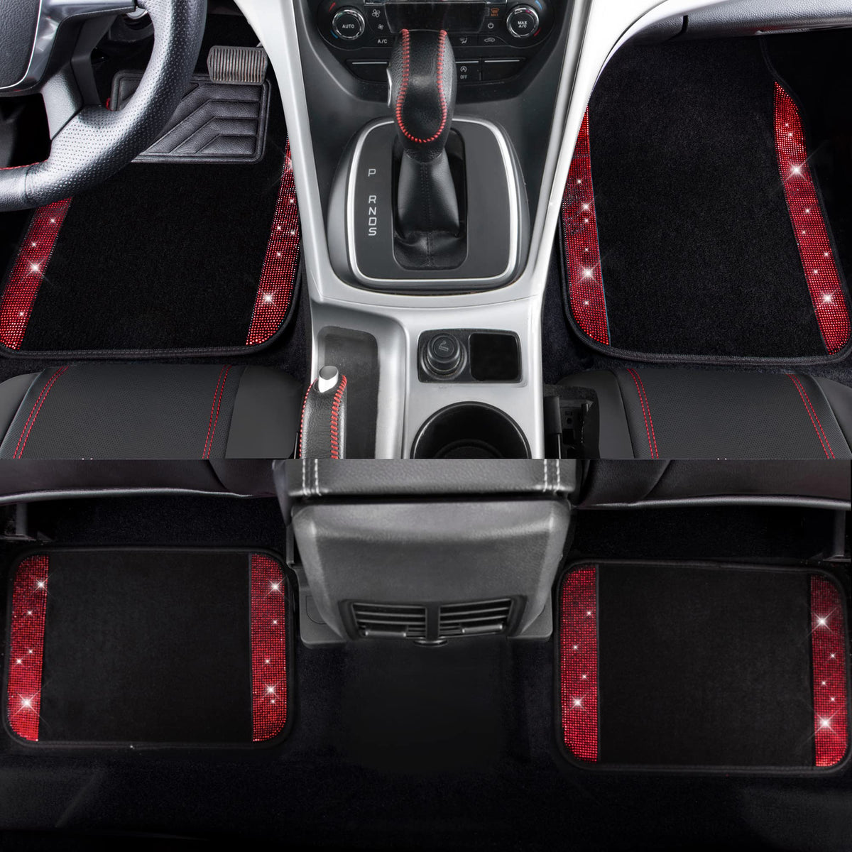 23 Pcs Bling Diamond Car Accessories Set Red P487555