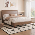 Brown Leather Full Size Platform Bed Frame A559