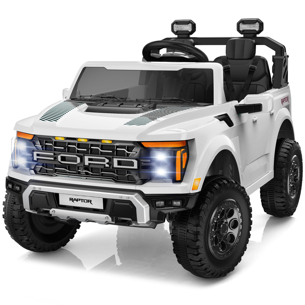 White 24V 2 Seater Kids Ride on Truck with Parent Remote Control R1173