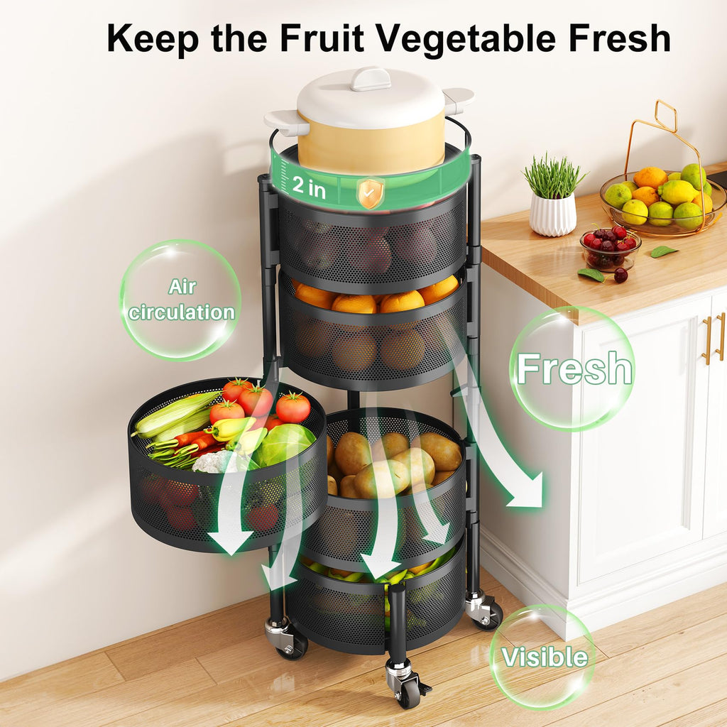 5 Tier Rotating Fruit Vegetable Basket Stand N456633