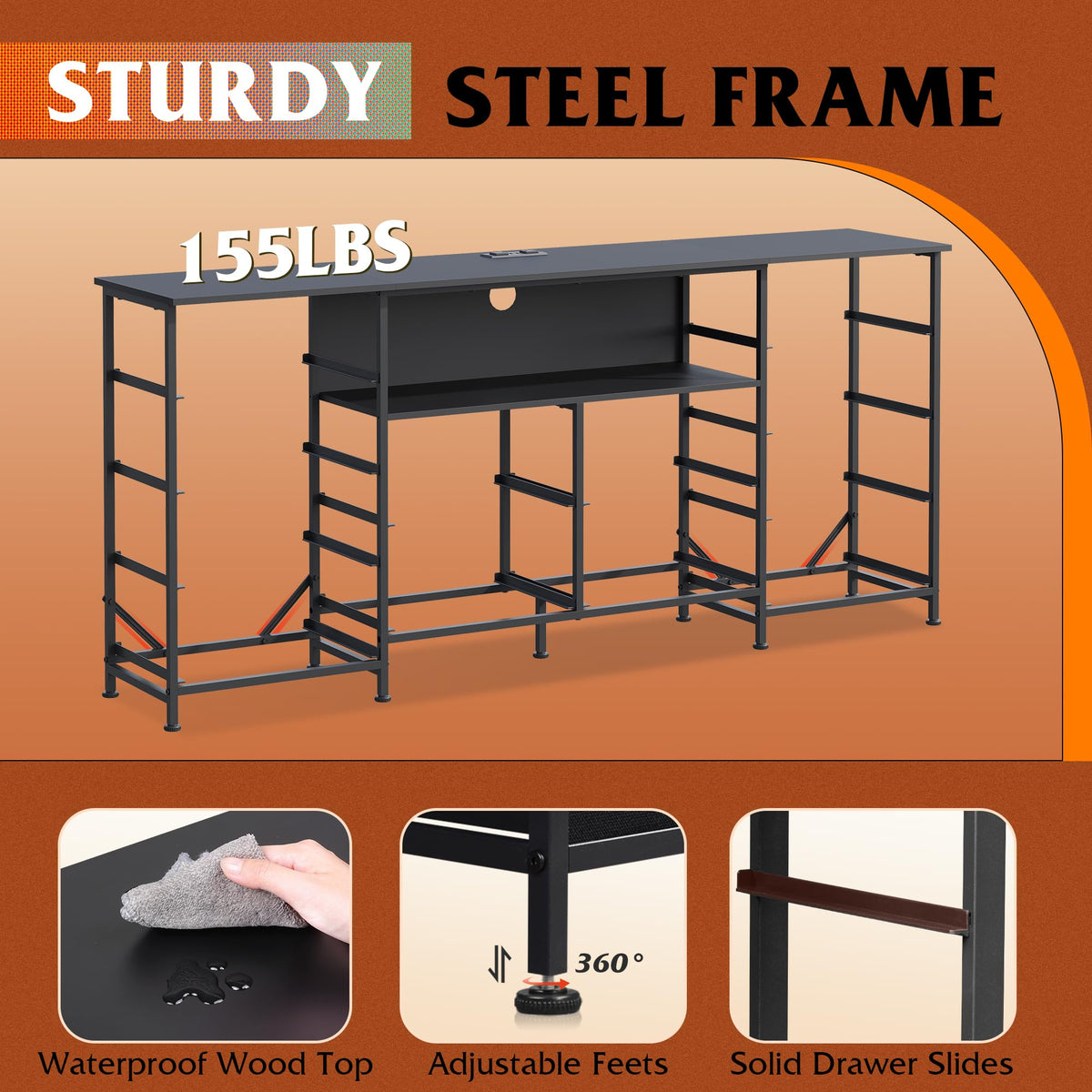 Black 12 Drawer LED Dresser TV Stand Y745
