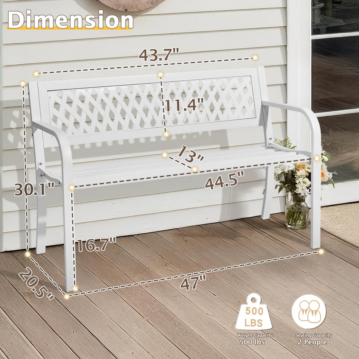 White 2-Person Outdoor Bench Q925350