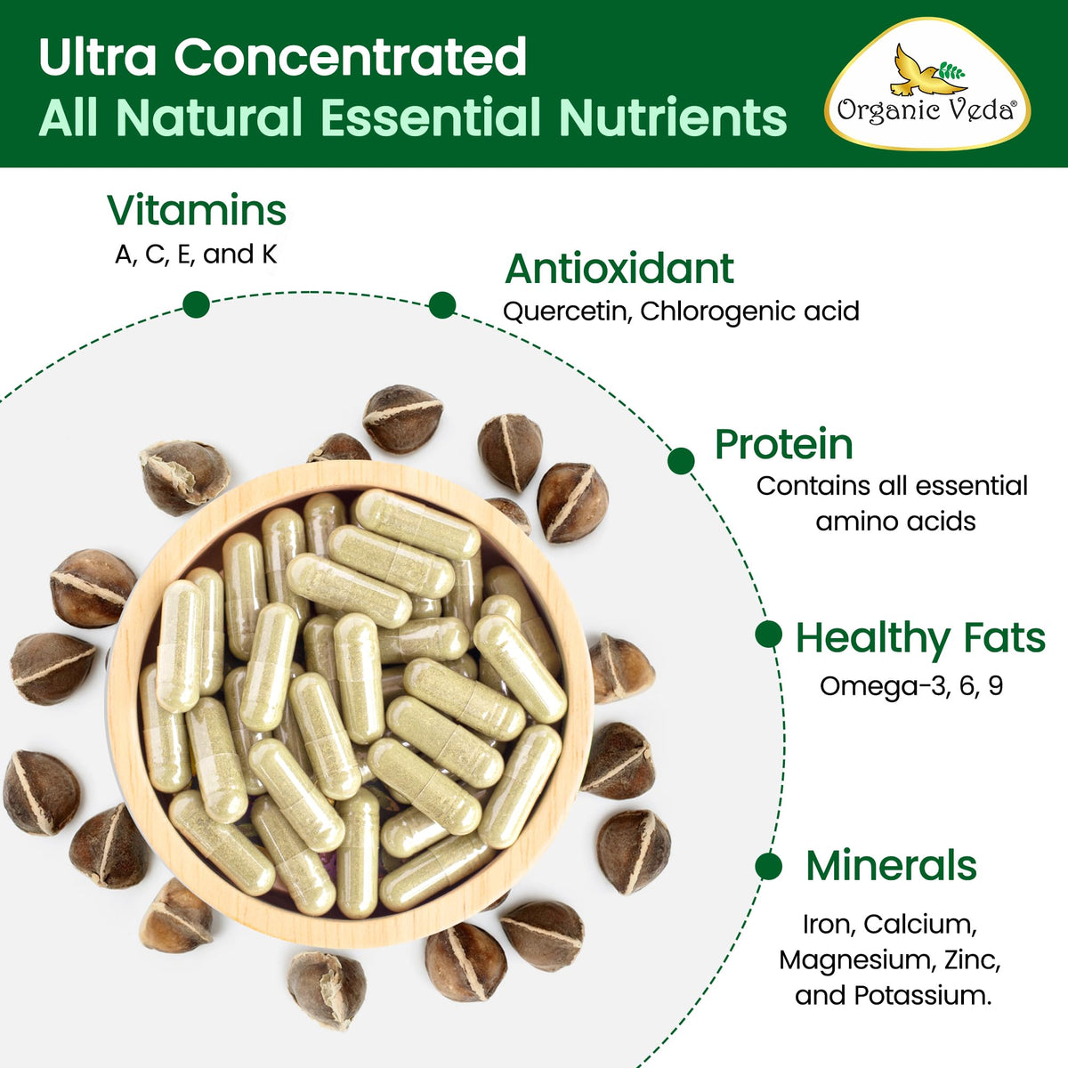 Organic Moringa Seeds Capsules 120 Vegan Capsules Z333060