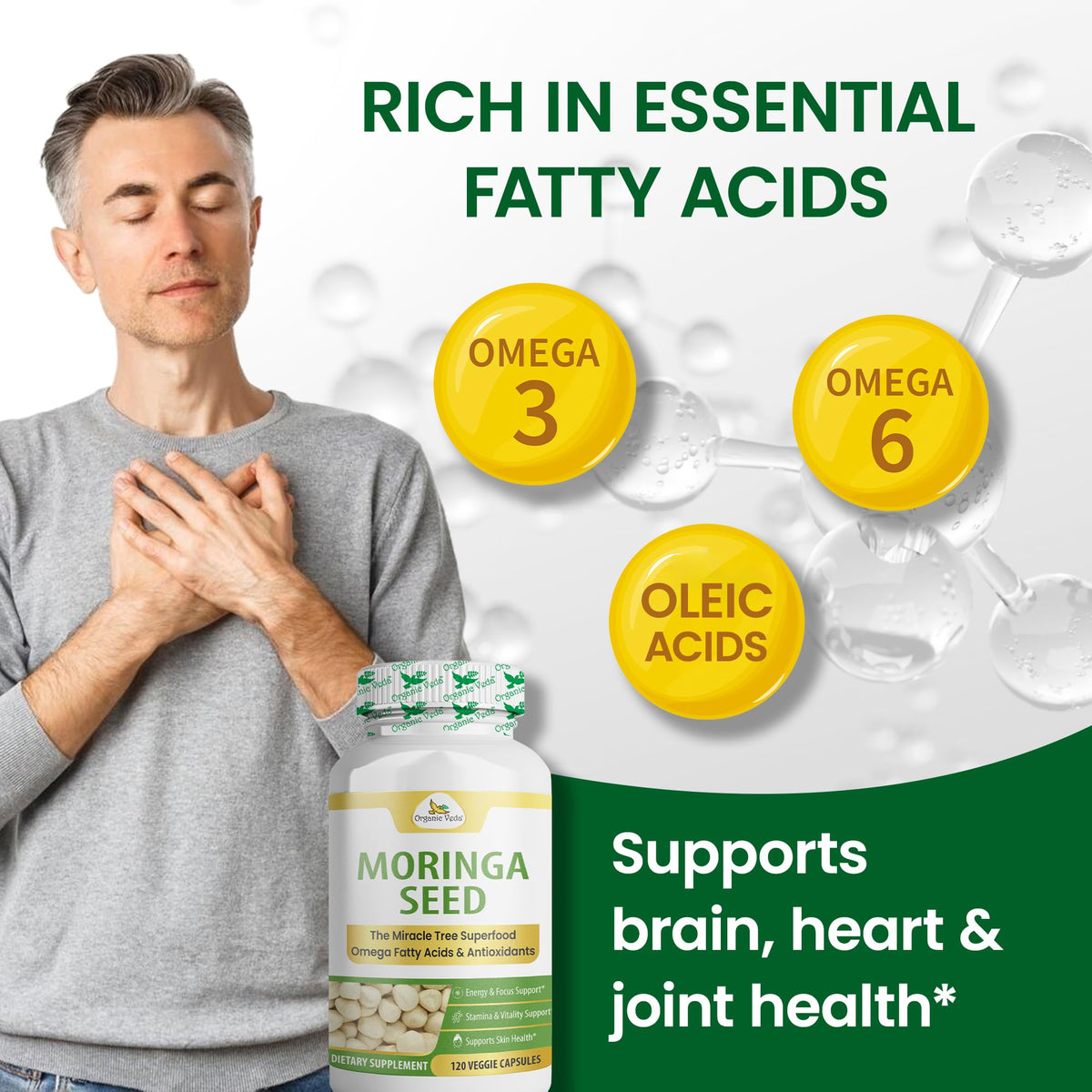 Organic Moringa Seeds Capsules 120 Vegan Capsules Z333060