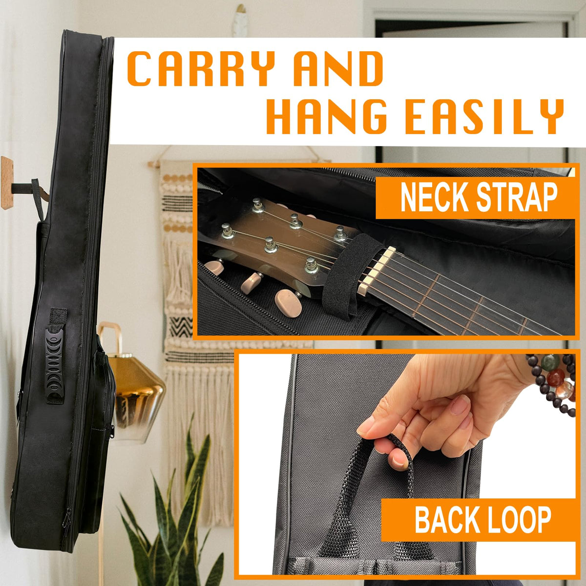 0.5-inch Extra Thick Padding Waterproof Oxford Acoustic Guitar Bag F256
