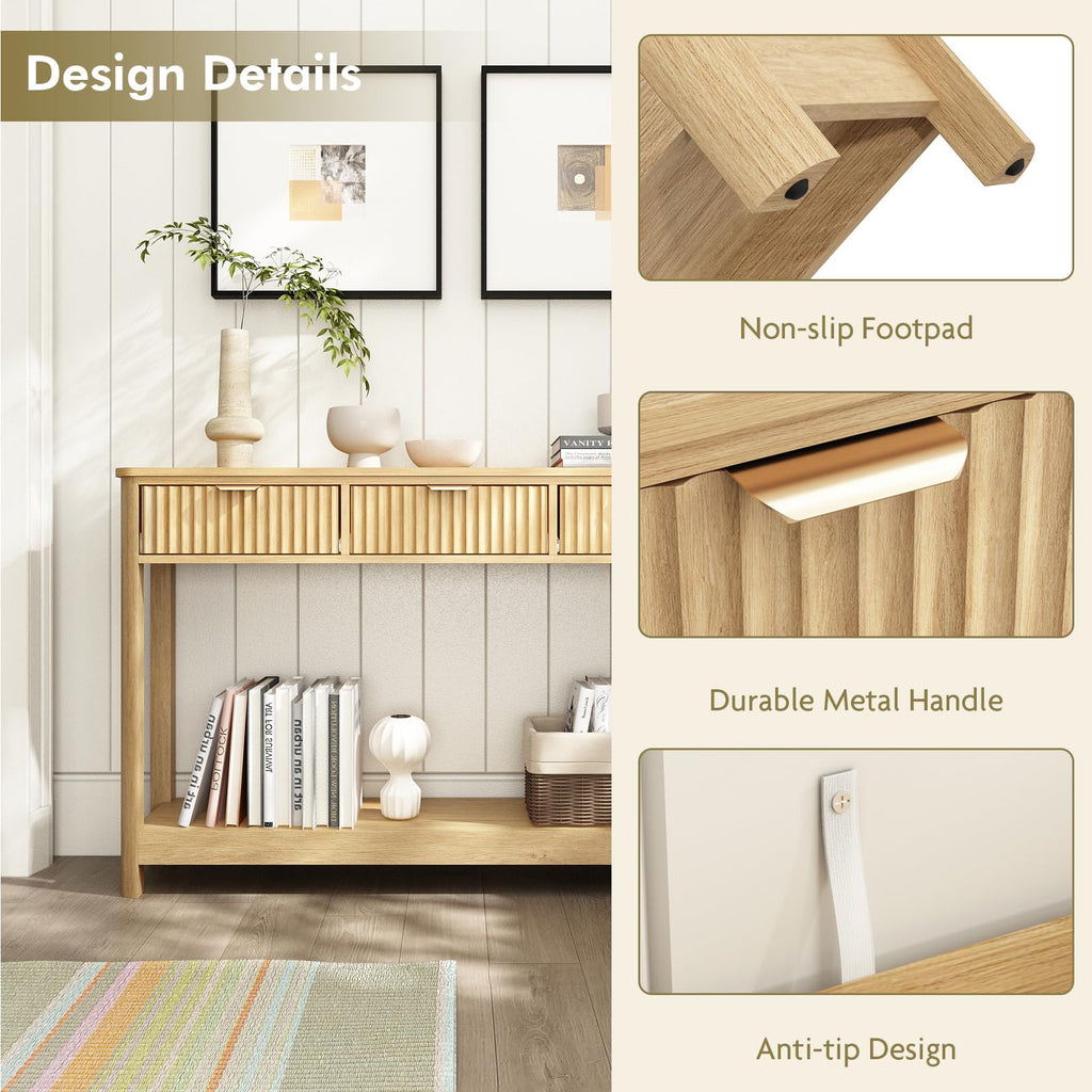 Fluted Console Table with Drawers Q85464