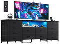 Black 12 Drawer LED Dresser TV Stand Y745
