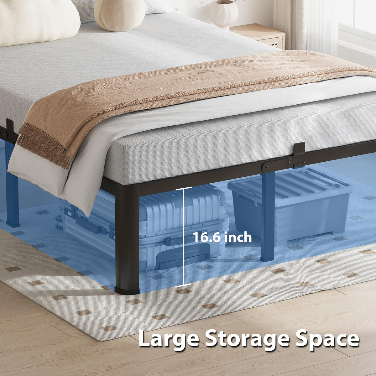 18 Inch Queen Bed Frame with Round Corners S230