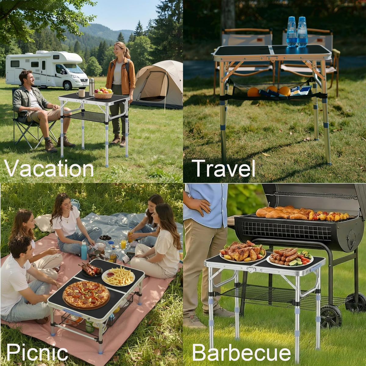 2FT Folding Table 3 Adjustable Height J682505